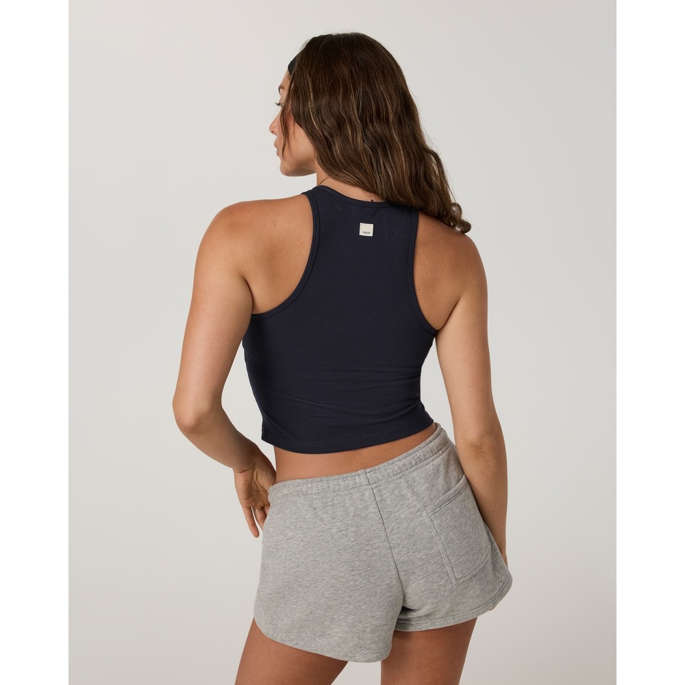Vuori Pose Plyo Tank Black Ribbed Racerback Crop Top VW1009 Medium